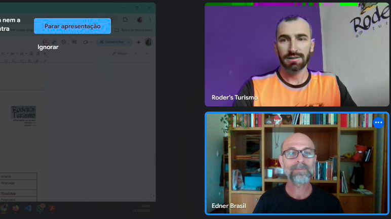 Edner Brasil durante uma das reuniões online com empresário participante do Programa SP Ecoaventura